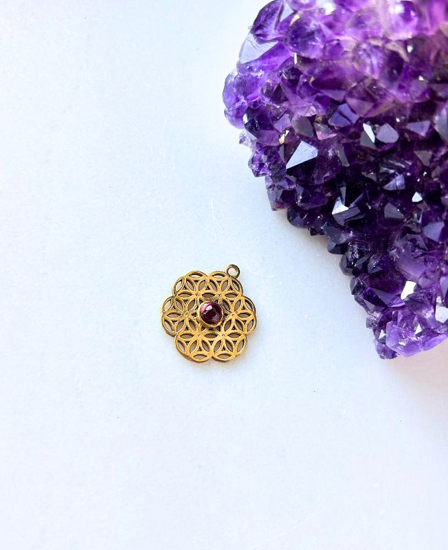 1/3/10 Pieces Red Gemstone Mandala Brass Pendant