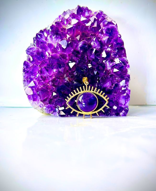 1/3/10 Pieces Violet Eye of Wisdom Brass Pendant