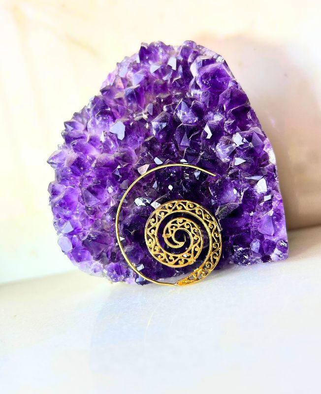 5/20 Pairs Filigree Spiral Hoop Brass Earrings