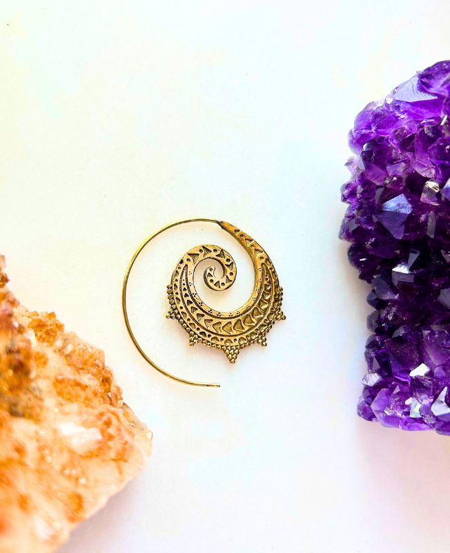 5/20 Pairs Flair Spiral Filigree Brass Earrings