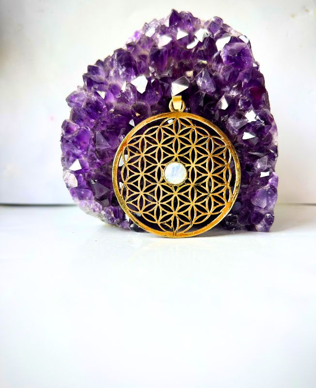 1/3/10 Pieces Moonstone Mandala Brass Pendant