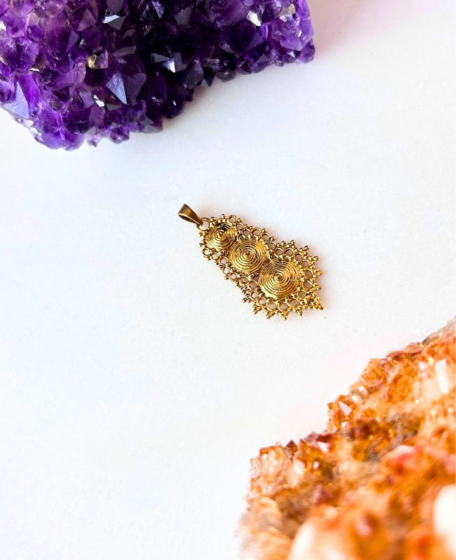 1/3/10 Pieces Filigree Shield Brass Pendant