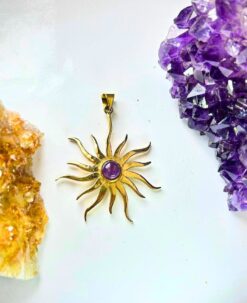 1/3/10 Pieces Vibrant Magenta Sunburst Brass Pendant