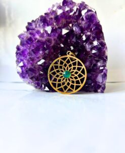1/3/10 Pieces Symbolic Green Mandala Brass Pendant