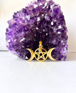 1/3/10 Pieces Triple Moon Pentacle Brass Pendant