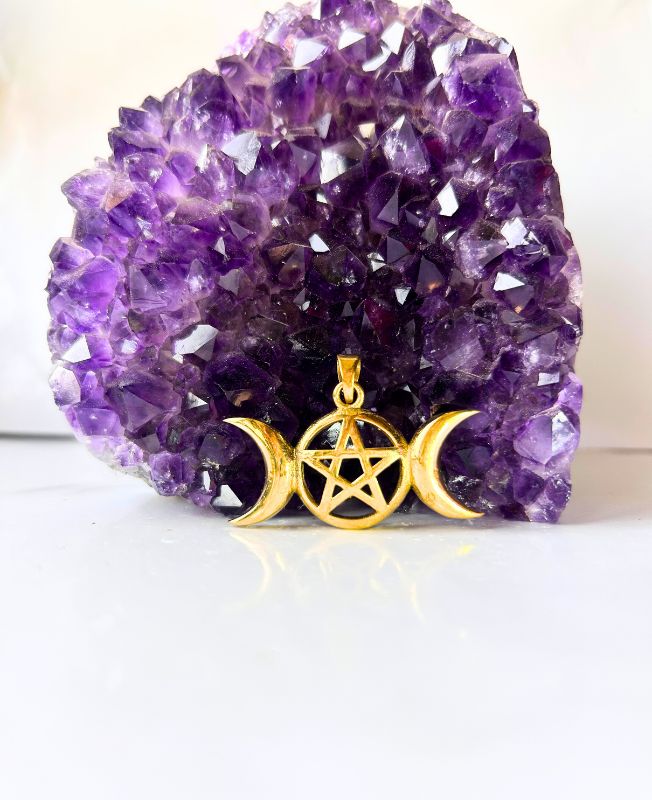 1/3/10 Pieces Triple Moon Pentacle Brass Pendant