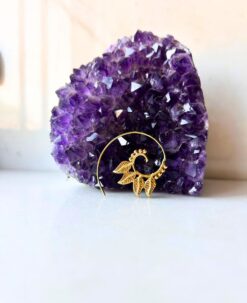 5/20 Pairs Leaf Impression Spiral Brass Earrings