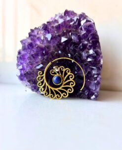 5/20 Pairs Blue Stone Accent Spiral Brass Earrings