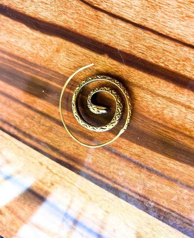 5/20 Pairs Coiled Serpent Spiral Brass Earrings