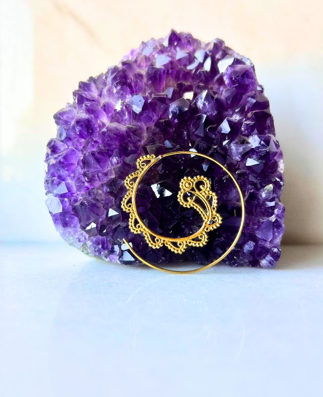 5/20 Pairs Aesthetic Spiral Filigree Brass Earrings