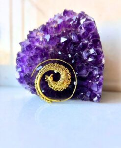 5/20 Pairs Peacock Spiral Filigree Brass Earrings