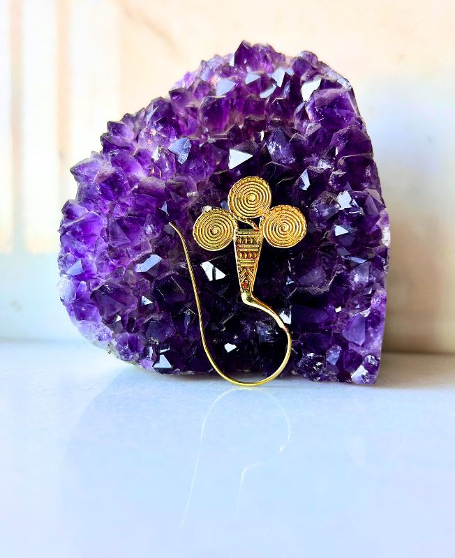 5/20 Pairs Triple Spiral Filigree Brass Earrings