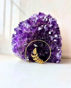 5/20 Pairs Leaf Spiral Hoop Brass Earrings