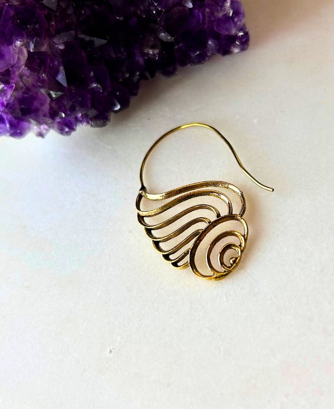 5/20 Pairs Wing Filigree Hoop Brass Earrings