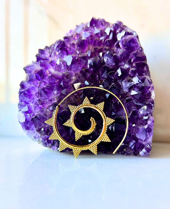 5/20 Pairs Sunray Spiral Hoop Brass Earrings