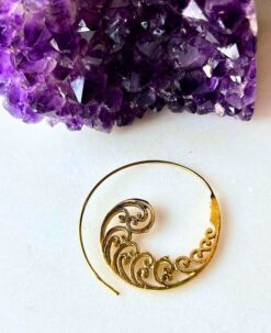 5/20 Pairs Petal Spiral Filigree Brass Earrings