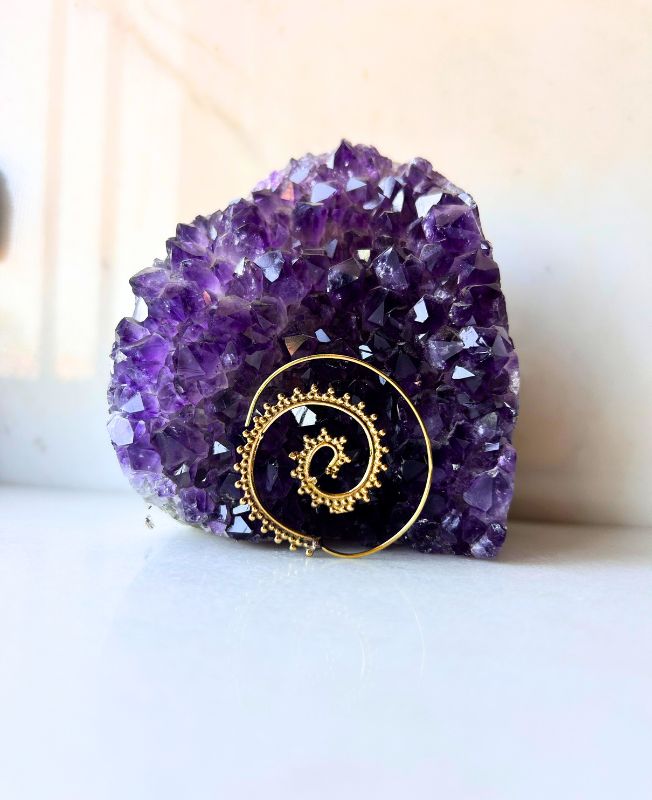 5/20 Pairs Bead Textured Spiral Brass Earrings