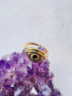 5/20 Pieces Evil Eye Signet Brass Ring
