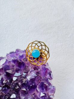 5/20 Pieces Lotus Grid Brass Ring