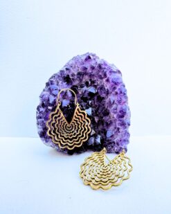 5/20 Pairs Wave Mandala Hoop Brass Earrings