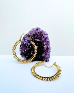 5/20 Pairs Spiked Sunburst Hoop Brass Earrings