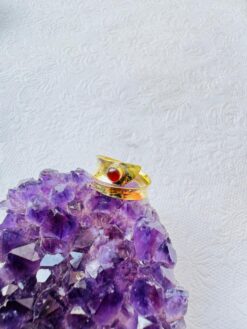 5/20 Pieces Statement Red Stone Brass Ring