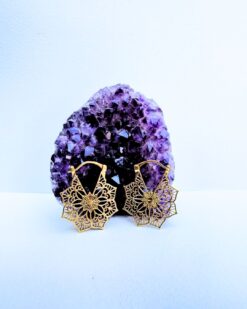 5/20 Pairs Intricate Mandala Flower Brass Earrings