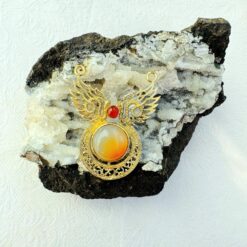 Big Onyx Ethnic Brass Pendant for Jewelry Making