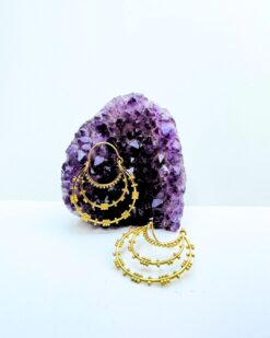 5/20 Pairs Layered Hoop Brass Earrings