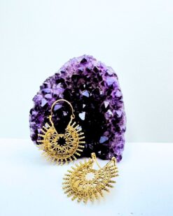 5/20 Pairs Sunburst Mandala Brass Earrings