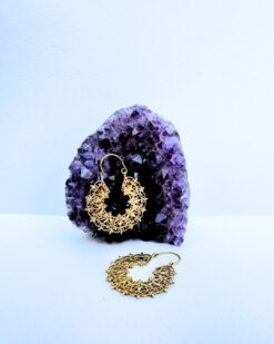 5/20 Pairs Botanical Vine Hoop Brass Earrings