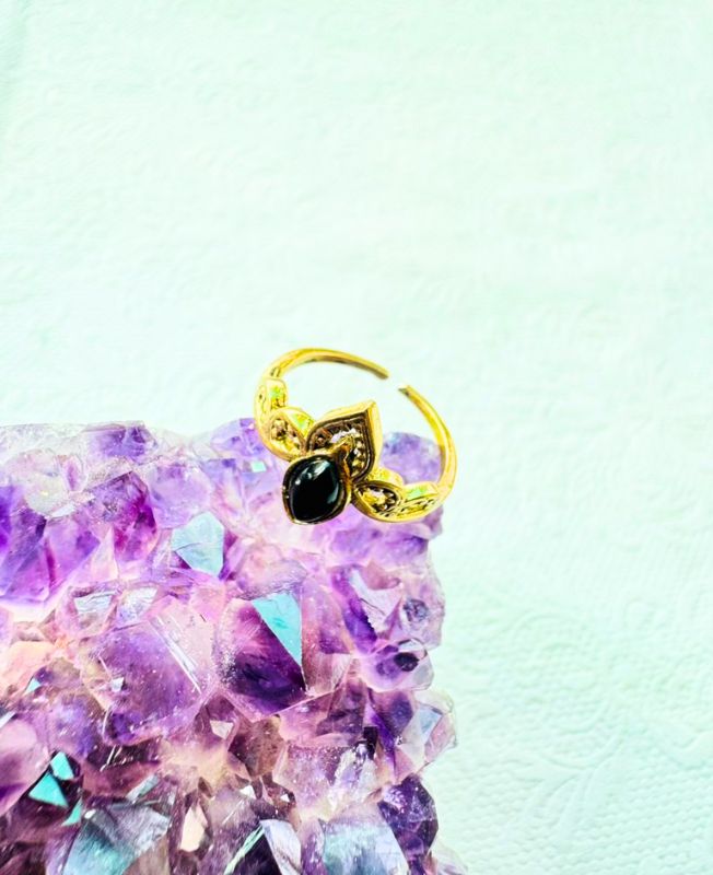 5/20 Pieces Lotus Flower Adjustable Brass Ring