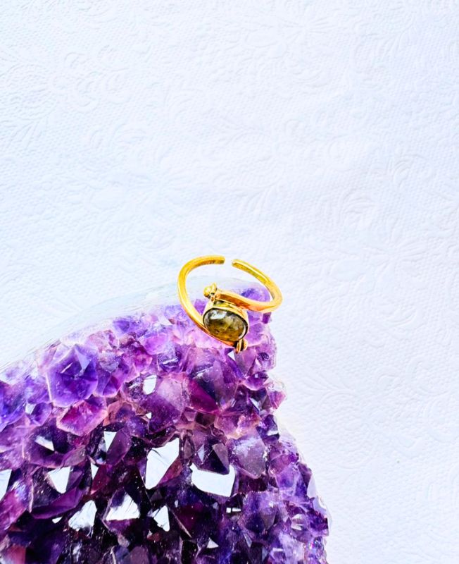 5/20 Pieces Labradorite Stone Brass Ring