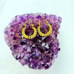 5/20 Pairs Laurel Leaf Hoop Brass Earrings