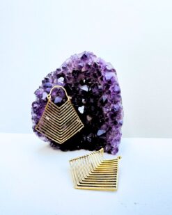 5/20 Pairs Chevron Layered Hoop Brass Earrings