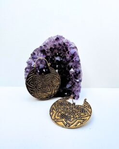 5/20 Pairs Mandala Disc Brass Earrings