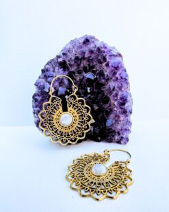 5/20 Pairs Luminous Moonstone Brass Earrings