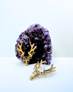 5/20 Pairs Deer Head Hoop Brass Earrings