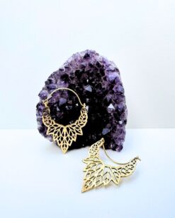 5/20 Pairs Layered Leaf Brass Earrings