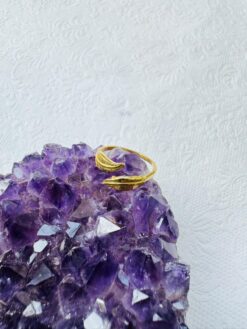 5/20 Pieces Double Leaf Wrap Brass Ring