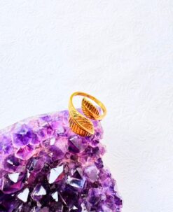 5/20 Pieces Leaf Adjustable Brass Ring