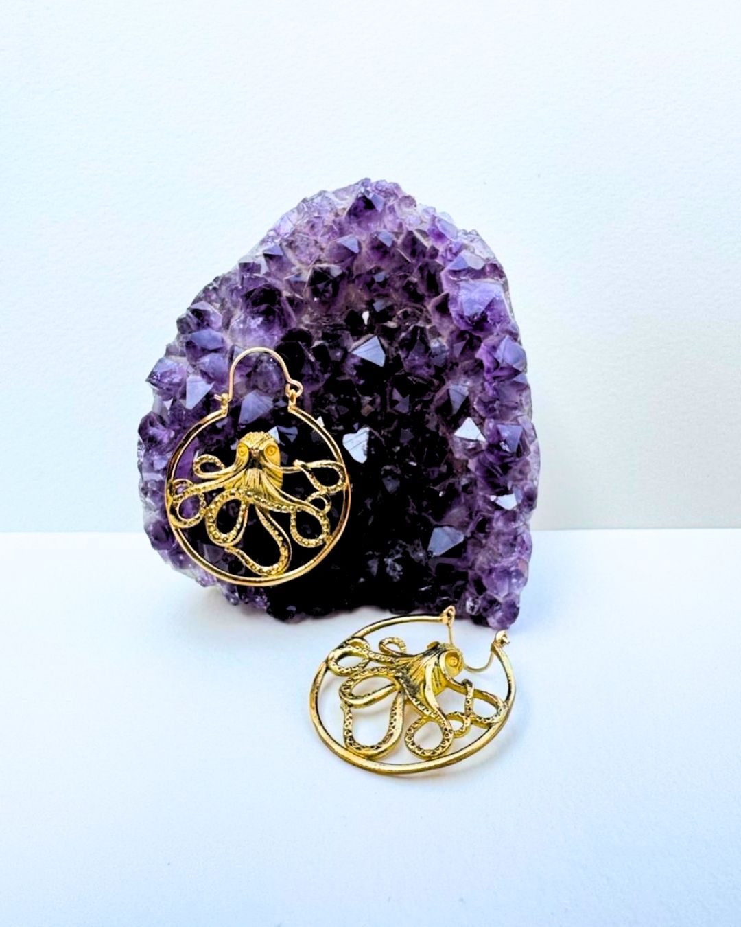 5/20 Pairs Octopus Hoop Brass Earrings