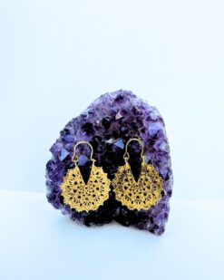 5/20 Pairs Lotus Mandala Hoop Brass Earrings