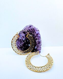 5/20 Pairs Wave Cut Filigree Hoop Brass Earrings