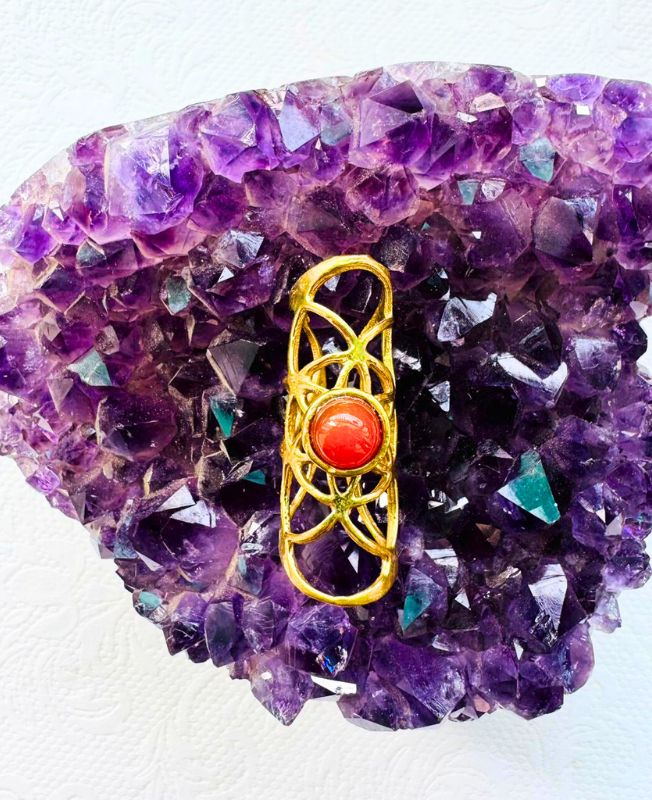 Carnelian Stone Brass Dreadlock Bead