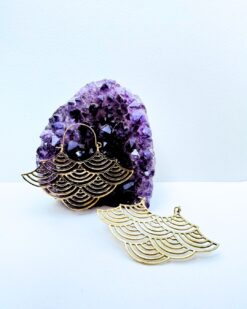 5/20 Pairs Layered Fan Hoop Brass Earrings