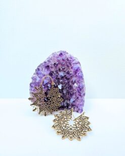 5/20 Pairs Star Mandala Hoop Brass Earrings