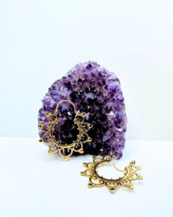 5/20 Pairs Scrollwork Tribal Hoop Brass Earrings