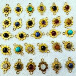 Floral Brass Gemstone Connectors