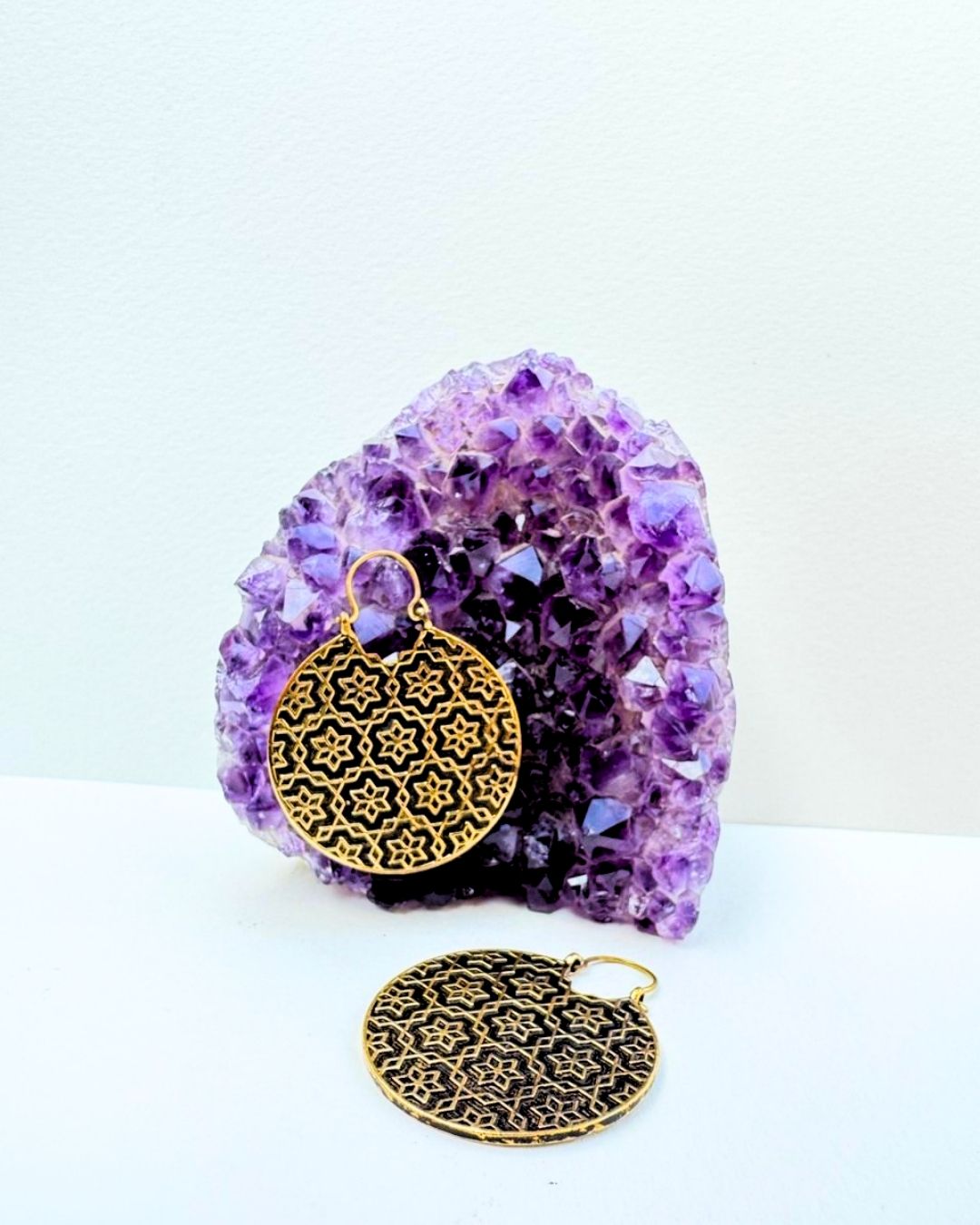 5/20 Pairs Geometric Star Disc Hoop Brass Earrings